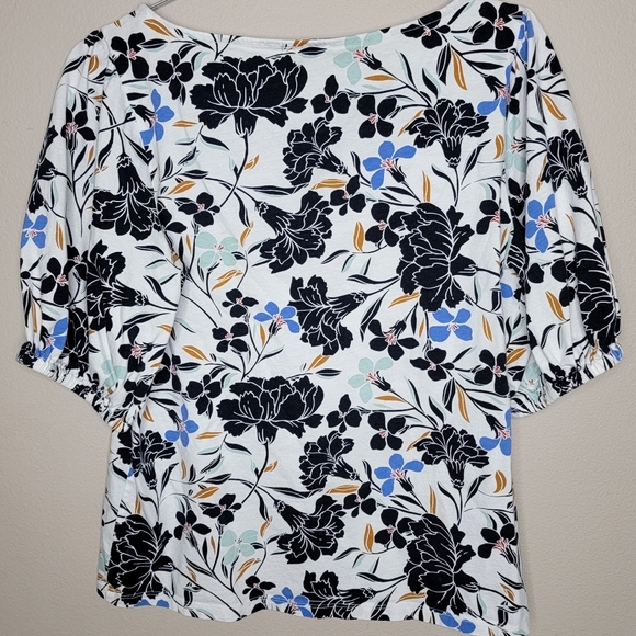 Ann Taylor Factory Floral Puff Sleeve Top, Size Small (EUC) - Picture 2 of 3